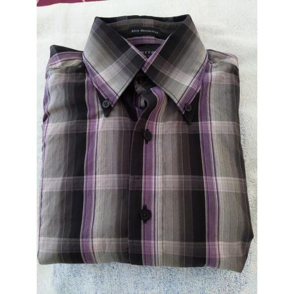 J Ferrar Modern Fit Men's Cotton Dress Casual Shirt - Size Small 14.5 Purple blk - Picture 1 of 6